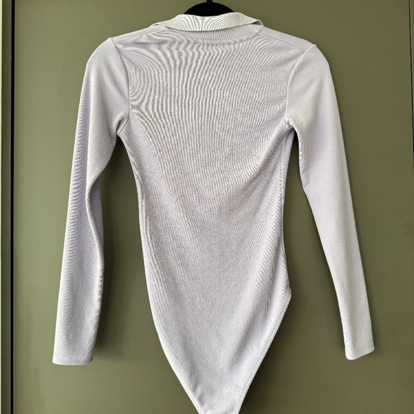 Zara Lilac Long-sleeved Polo Bodysuit Purple Polo Collar Bodysuit Size S - Picture 7 of 8
